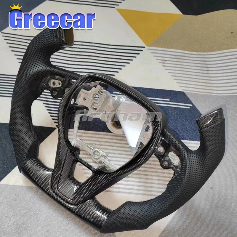 

Pilot Carbon Fiber Steering Wheel With Perforated Leather Customized Replacement For Toyota Rav4 Corolla 2019 2020 2021 2022