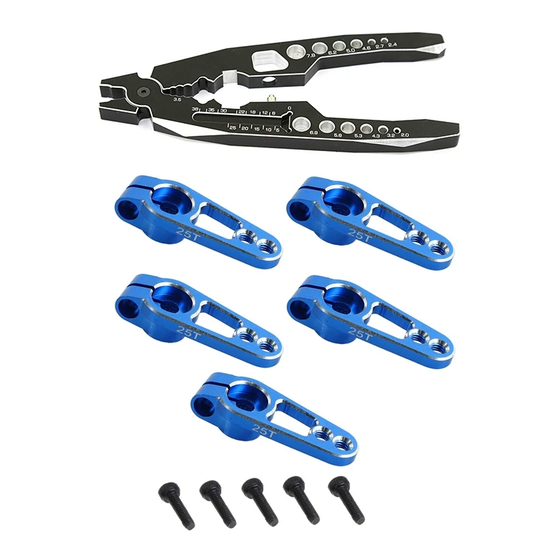 

2 Set RC Car Part: 1 Set Aluminum Alloy 31Mm 25T Steering Servo Arm Horn & 1 Set RC Shock Absorber Plierstool