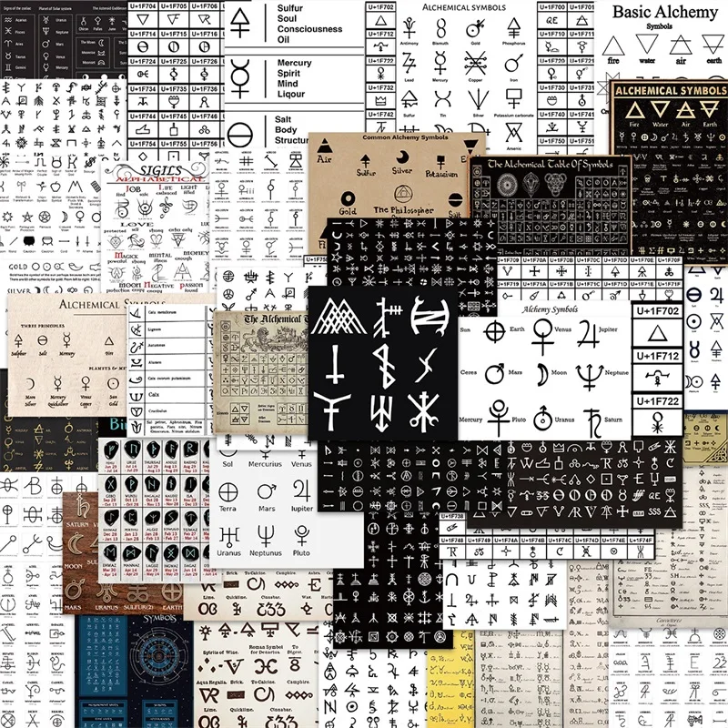 

10/30/50PCS Vintage Alchemy Symbol Stationery Sticker Aesthetic PVC Children's Korean Decoration Scrapbooking School Supplies