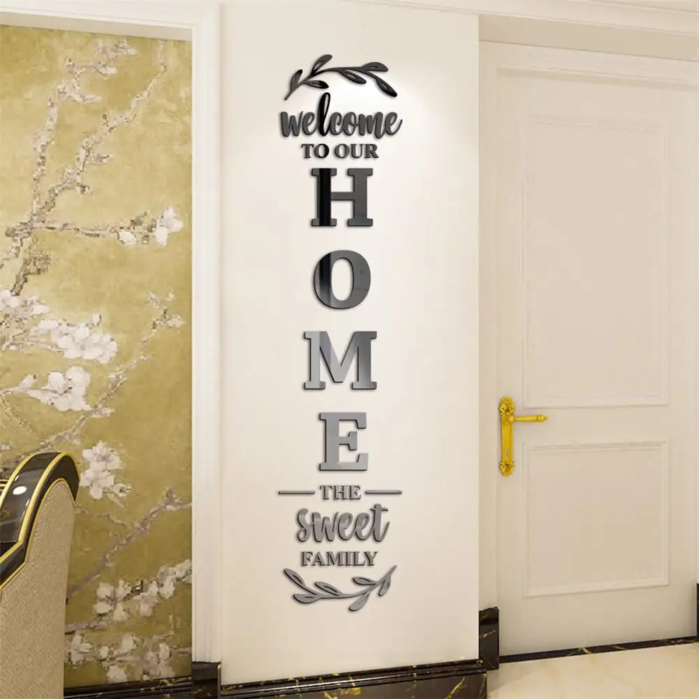

English Letters 3D Mirror Wall Stickers Home Family DIY Acrylic Mirror Wall Decals DIY Wall Stickers for Home Decor
