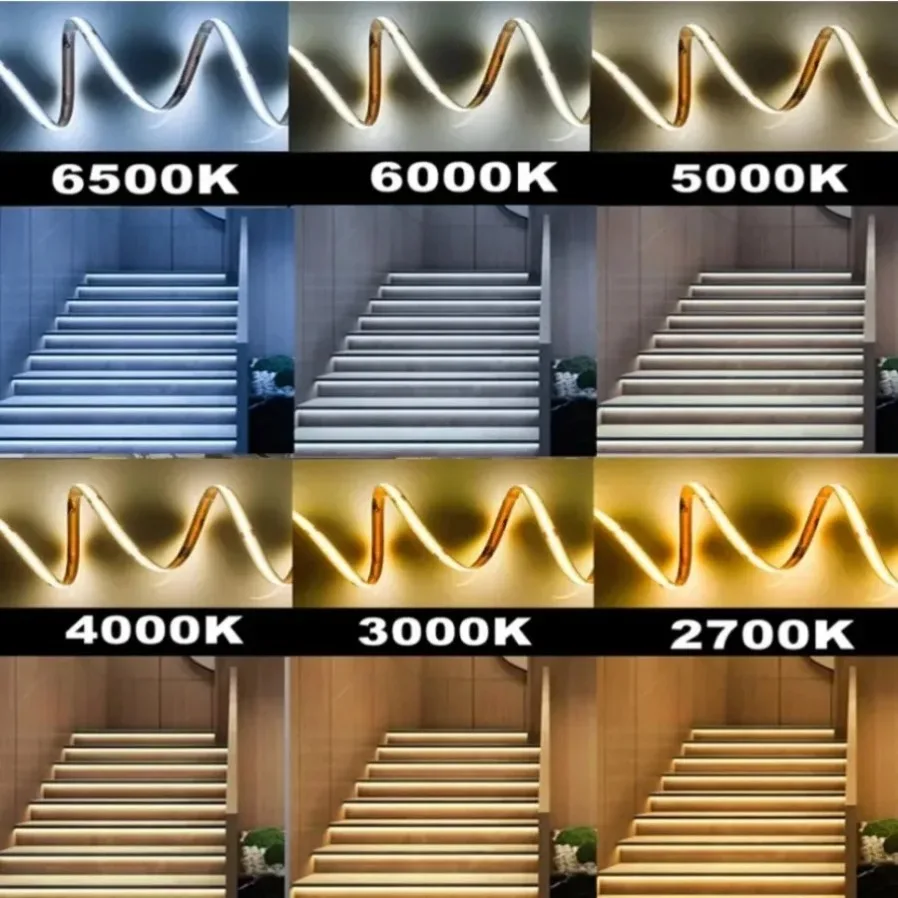 Светодиодная лента CCT COB с высокой плотностью от 2700 к до 6500 К 608 светодиодов/м