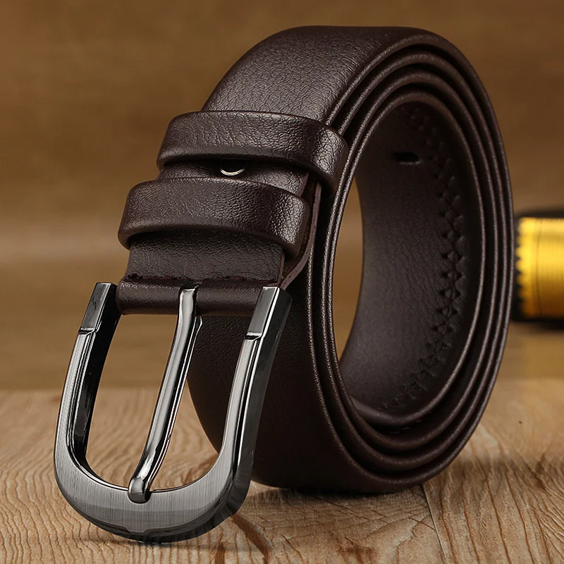 

New Men's Leather Needle Buckle Belt Men's Youth Leisure Men's Pure Artificial Leather Youth Belt Luxury Design