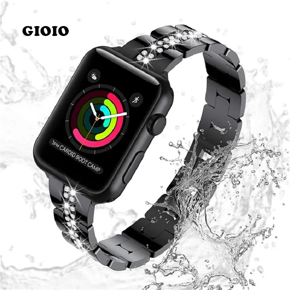 

Роскошный женский металлический ремешок для Apple Watch Series 7 Band 45 мм 44 мм 42 мм, браслет со стразами для iWatch 7 6 5 4 3 2 SE 38 мм 40 мм 41 мм