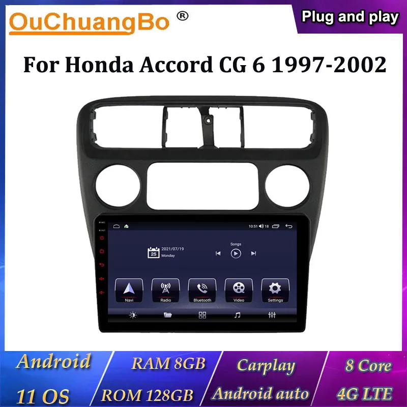 

Ouchuangbo Car Radio Android 11 Navigation For Honda Accord CG 6 1997-2002 With Wireless Carplay 8 Core 128GB DSP Android auto