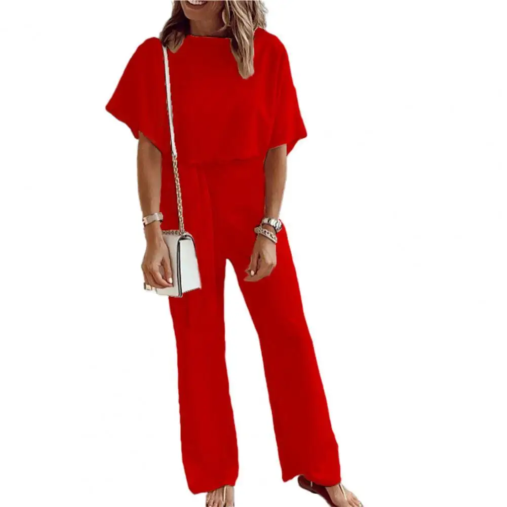 

Women Summer Fashion Short Sleeve Rompers Elegant Lace Up Playsuits Casual Overalls Solid Jumpsuit Women 2022 combinaison femme