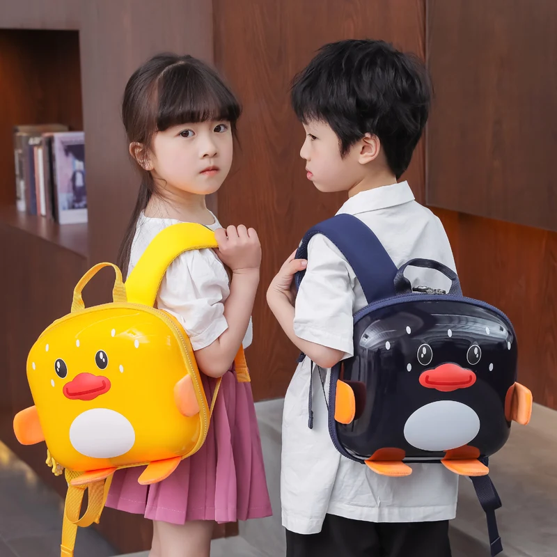 

GREATOP New 3D Hard Shell Kids Backpack Cute Cartoon Duck Childrens School Bag EVA Material Schoolbag for Kindergarten Mochila