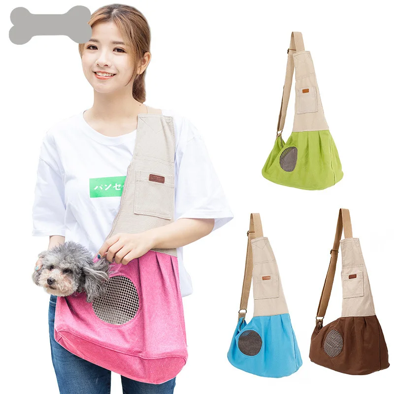 

2 Tones Canvas Pet Sling Bag Shoulder Bag Pet Carrier Travel Portable Bag for Small Pets Dog Cat Puppies Kittens Outdoor Walk