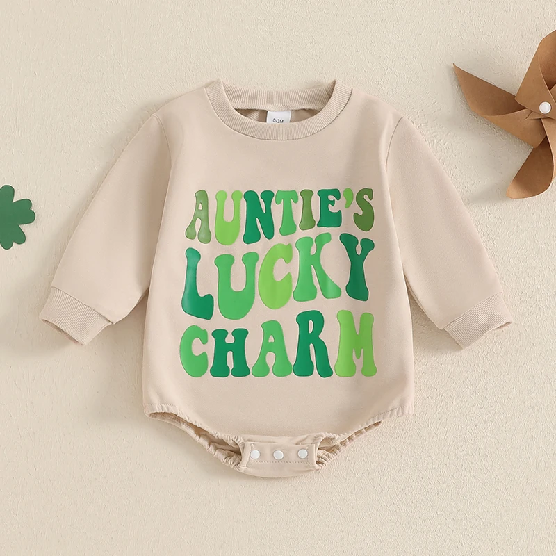 Детский весенний комбинезон мягкий с круглым вырезом и буквенным принтом для