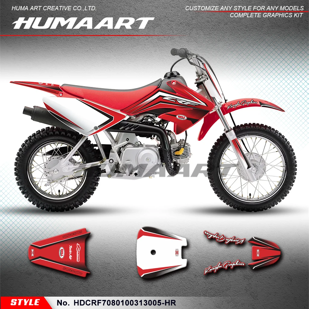 Графические наклейки для мотоциклов Honda CRF 70 2003-2013 и 80 100 2004-2010 HDCRF7080100313005-HR
