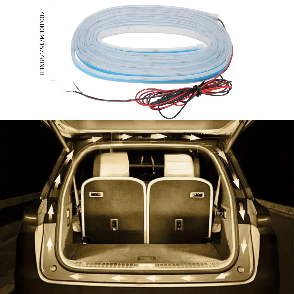 

4 м автомобильные светодиодные ленты, светодиодные внутренние фонари, окружающее освещение багажника, автомобильные светодиодные ленты, универсальная силиконовая модель потока воды 12 В