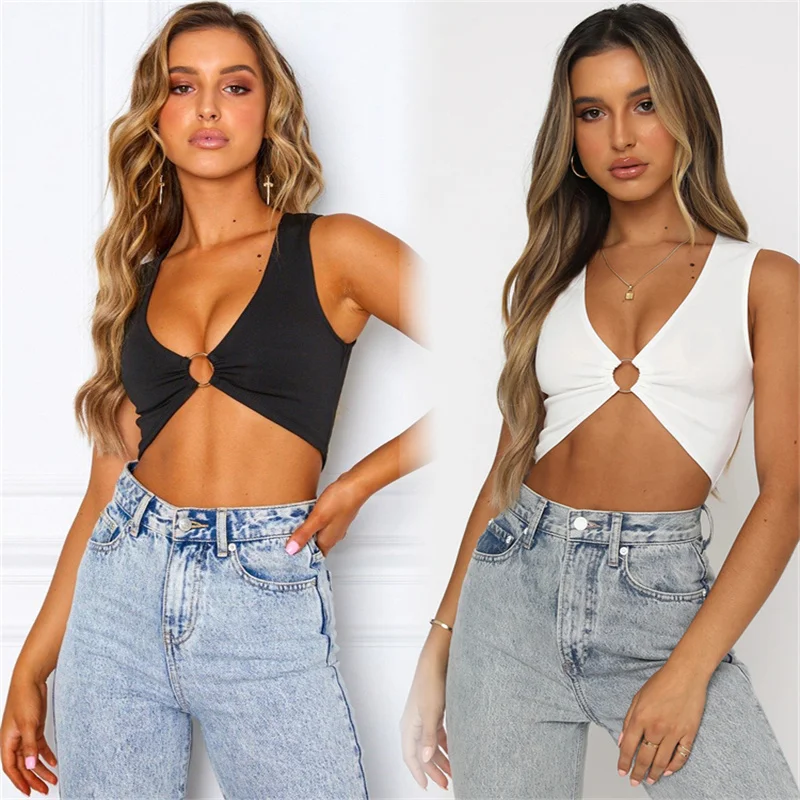 

Crop top women sexy tops for woman solid color camis for womens sleeveless tank top omighty hollow out 2022 summer new ins