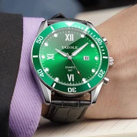 new yazole watch men original green dial leather watch for men casual fashion quartz luminous waterproof watches men classic
