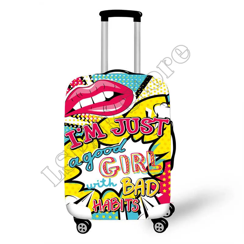 

Red Lips Suitcase Protective Cover Kiss Me PinkTravel Bag Cover Elastic Trolly Luggage Case Cover Dust-proof Travel Accessories