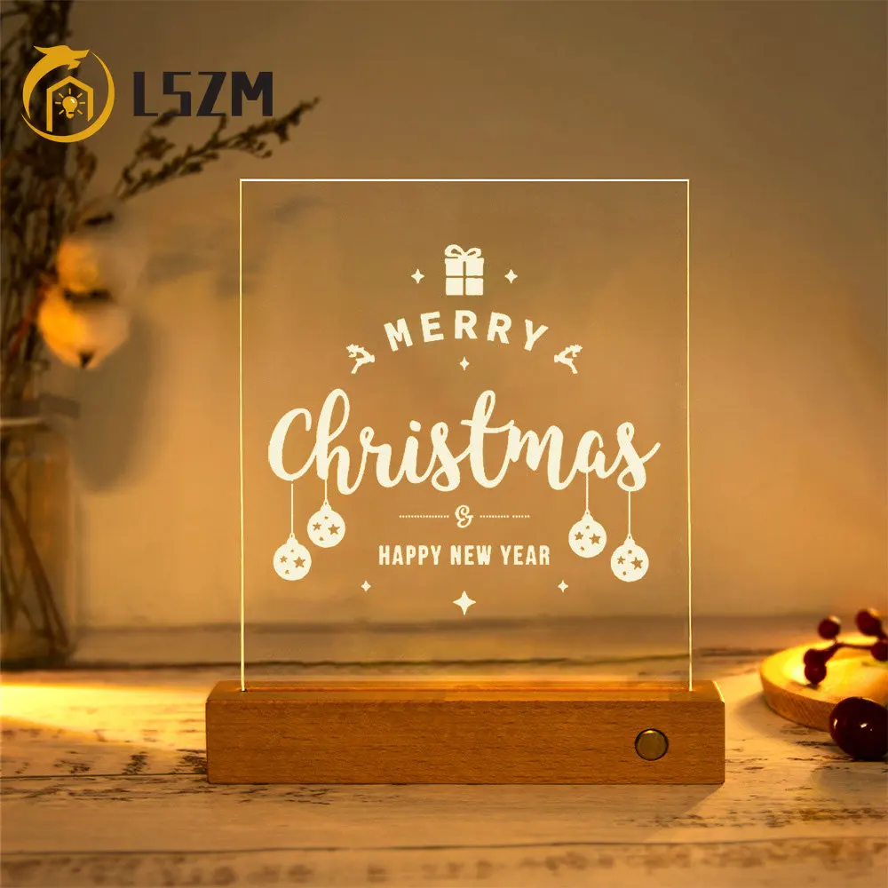 

Christmas Led Night Light Luminary Gift Acrylic LED Table Lamps for Happy New Year Lunar Lighting for Home Desktop Kids Bedroom