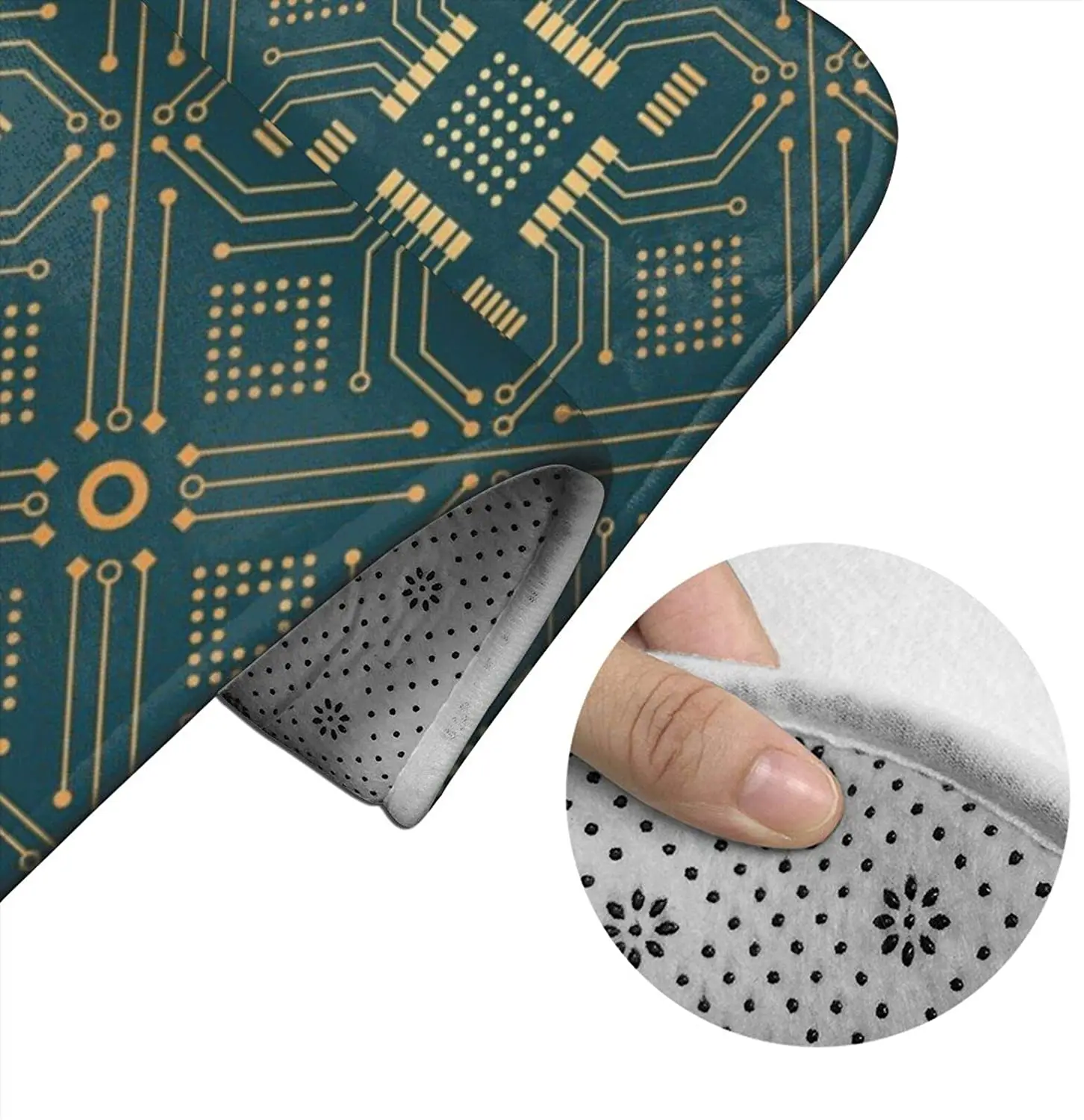 

Art Deco Circuit Board Bathroom Mat Sets 3 Piece Set Rugs Memory Foam Mat Set Toilet Seat Cover Bath Mat lid Cover