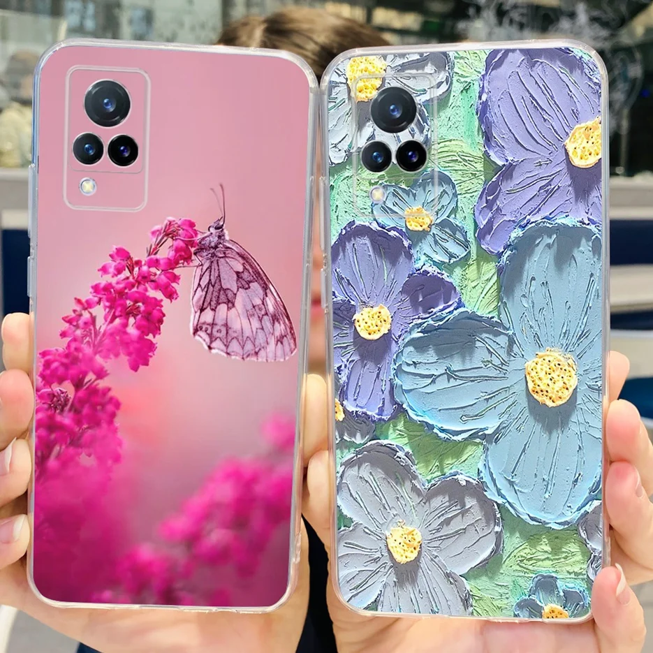 ДЛЯ Vivo V21 чехол V21e Новый Модный с рисунком прозрачный силиконовый мягкий из ТПУ