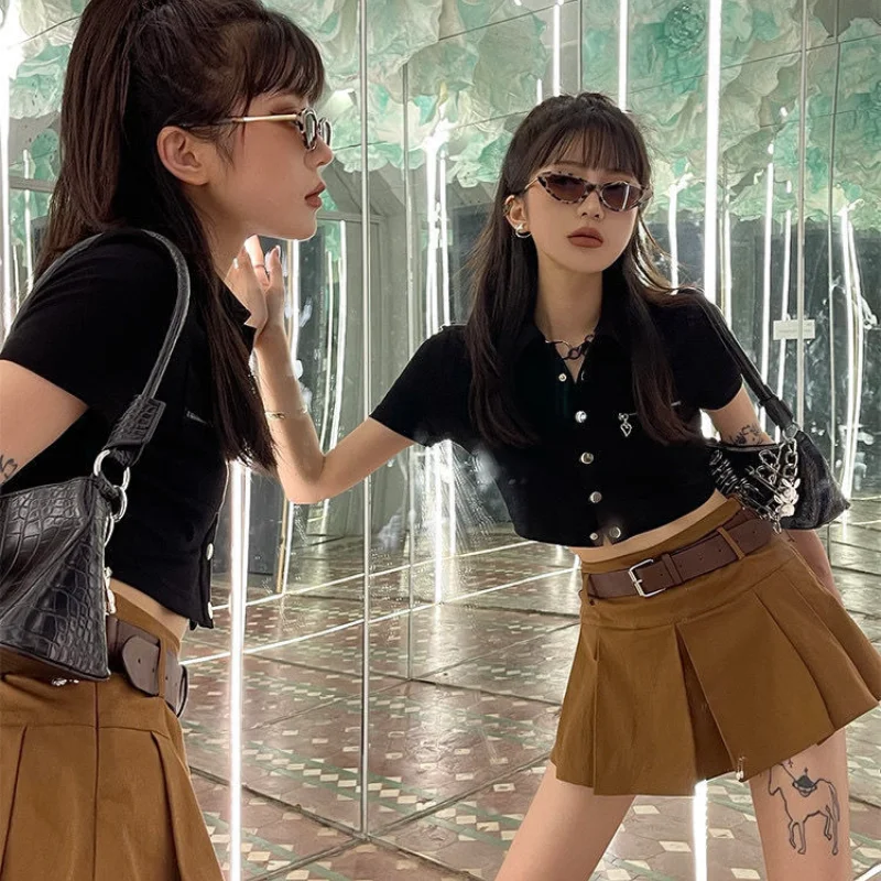 Женская модная однотонная трапециевидная юбка с высокой талией Молодежная