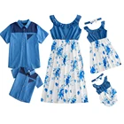 Новинка 2022, семейное дневное джинсовое платье с цветочным принтом для мам и детей, модные детские комбинезоны, семейный праздничный образ