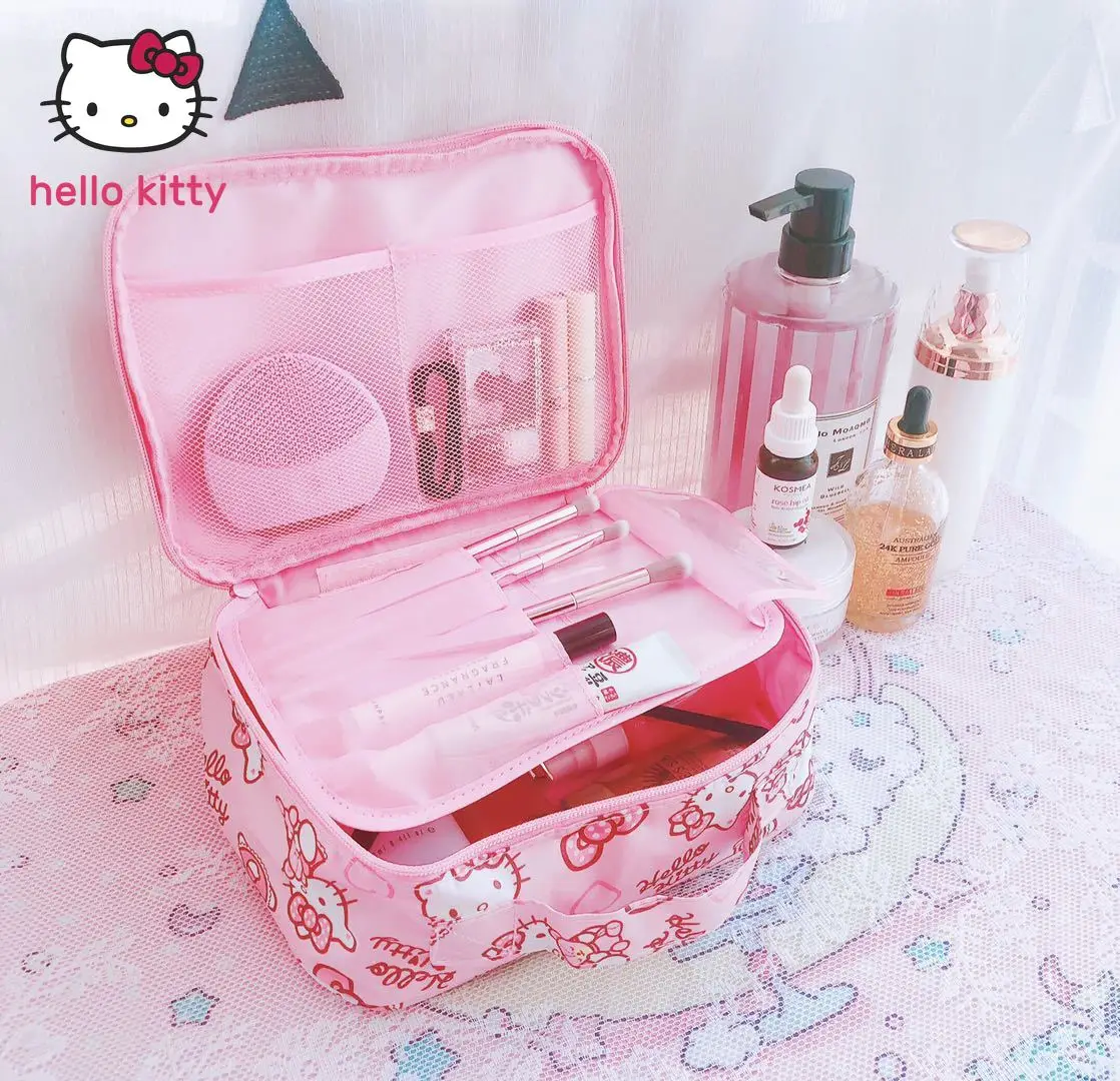 

Модная женская мультяшная Водонепроницаемая косметичка Hello Kitty, дорожная сумка, сумка для туалетных принадлежностей, сумка для хранения, ор...