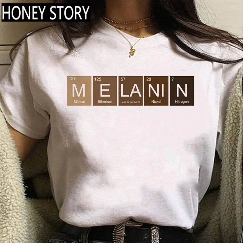 

Female Summer New Fashion Short Sleeve Tshirts Melanin Black Girl Graphic Printed Women T-shirt Ladies Harajuku Tops Tee