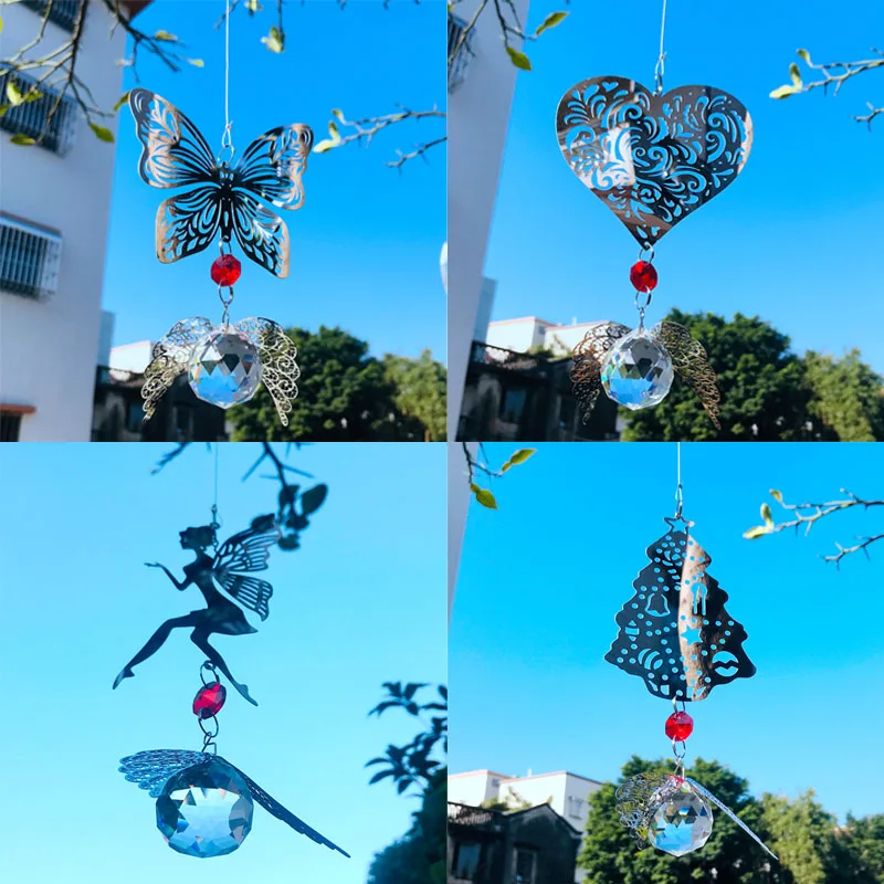 

Хрустальные подвески призмы, подвесная стеклянная люстра с узором бабочки, ветряные колокольчики, радужные шторы для дома, оконные шторы, д...