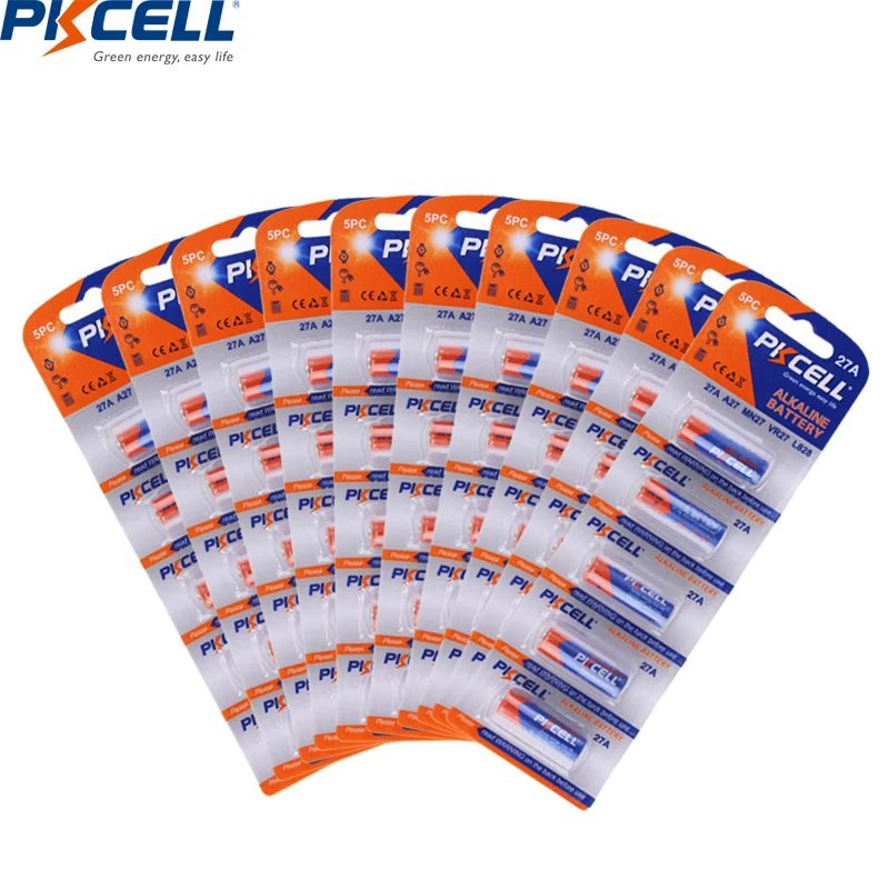 

50Pcs/10pack 27A 12V MN27 27A A27 L828 primary Alkaline Battery For Doorbell Remote Control Flshalight Batteries PKCELL