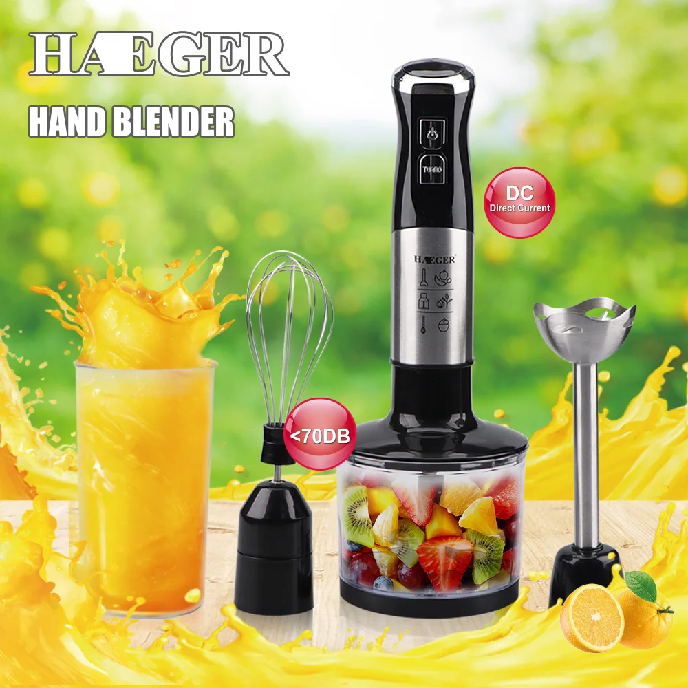 

Погружной ручной блендер, Smart Stick 800 Вт, набор 3 в 1, лезвия из титановой стали, венчик, стакан/мерный стакан, в комплект входит не содержит Бисфе...