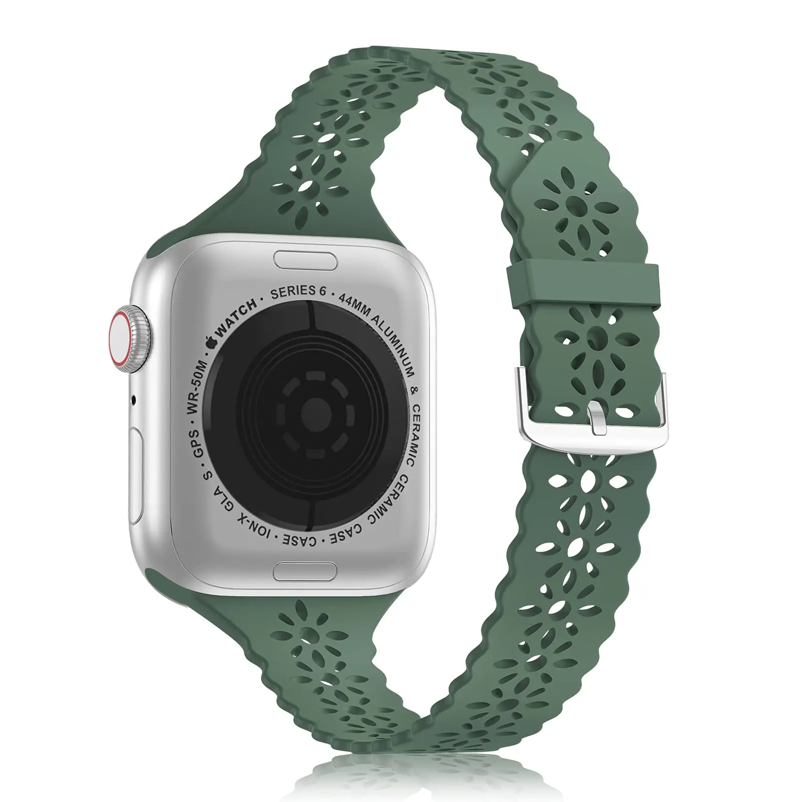 Ремешок силиконовый для apple watch band 44 мм 40 38 42 41 45 Воздухопроницаемый браслет iWatch 5 4 3