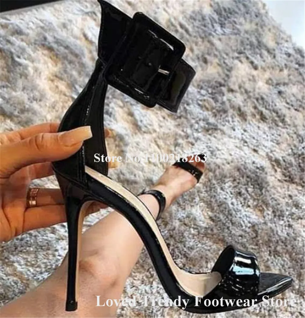 Привлекательные туфли с острым носком на шпильке имитация лодыжек