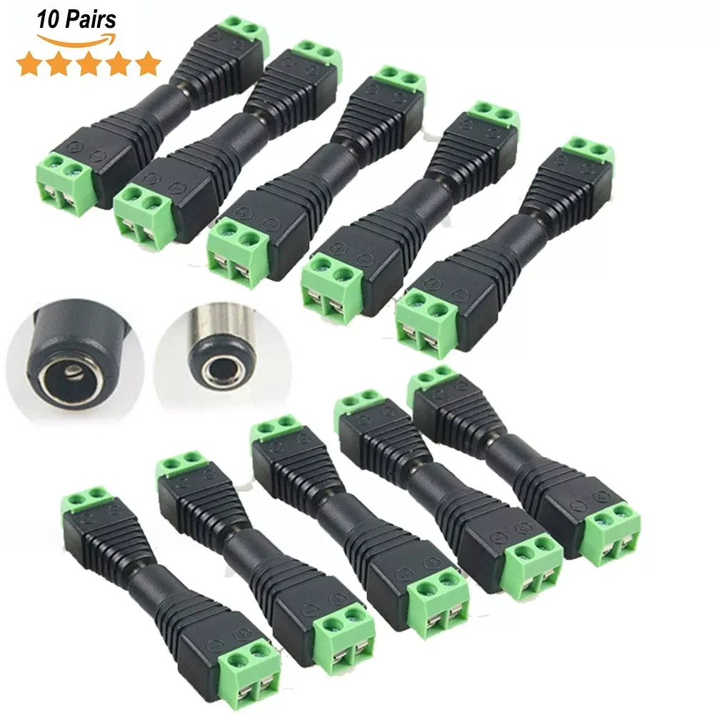 

Female DC Connector 2.1mm*2.5mm Power Jack Adapter Plug For LED Strip Light CCTV Router Camera Home Applicance
