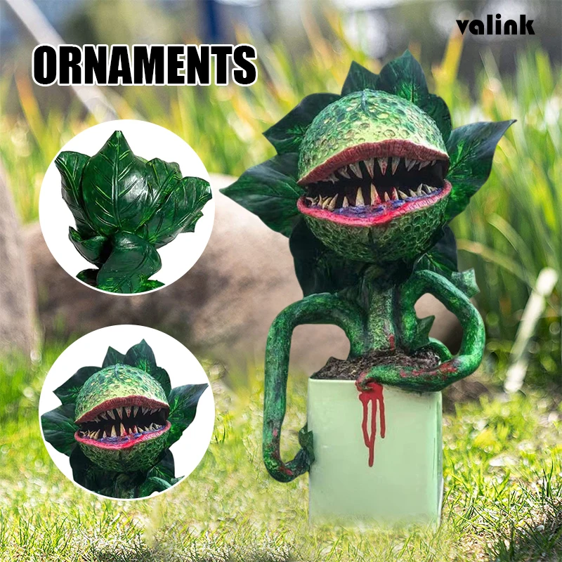 

15CM Piranha Flower Replica Yard Resin Small Ornaments Little Shop of Horrors Decoration Movie Prop Kid Desk Toys Dropshipping
