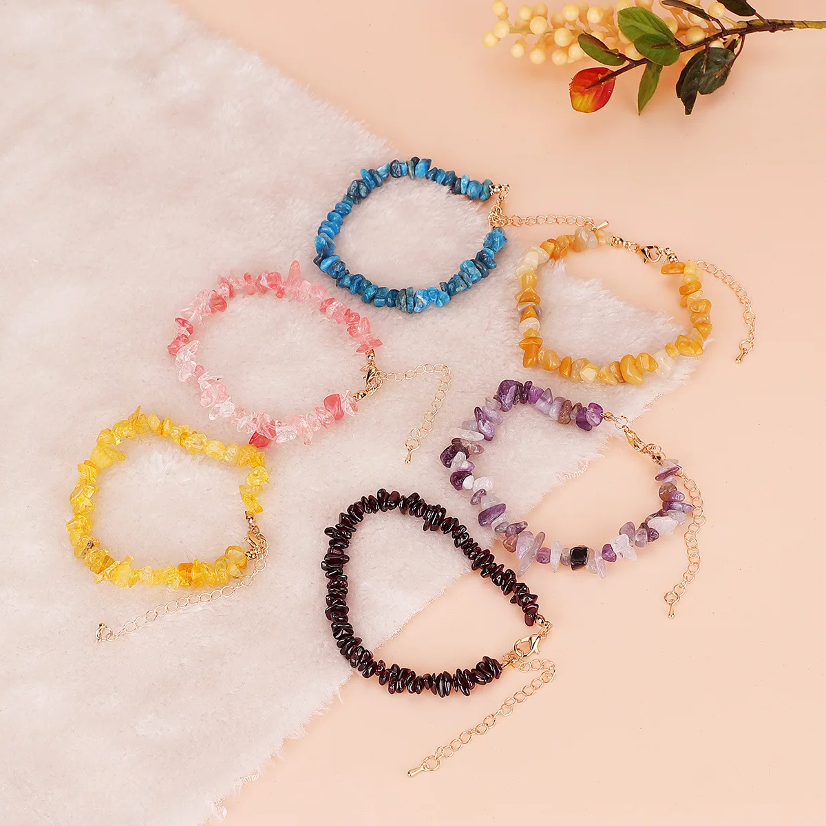 

Fashion Natural Stone Bracelet For Women Irregular 7 Chakra Bangle Elastic Energy Healing Crystal Beads Bracelets Jewelry Gift