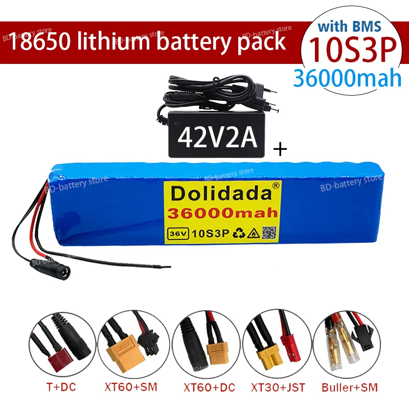 

10S3P 36V 36Ah Battery ebike battery pack 18650 Li-Ion Batteries 350W 500W For High Power electric scooter Motorcycle Scooter