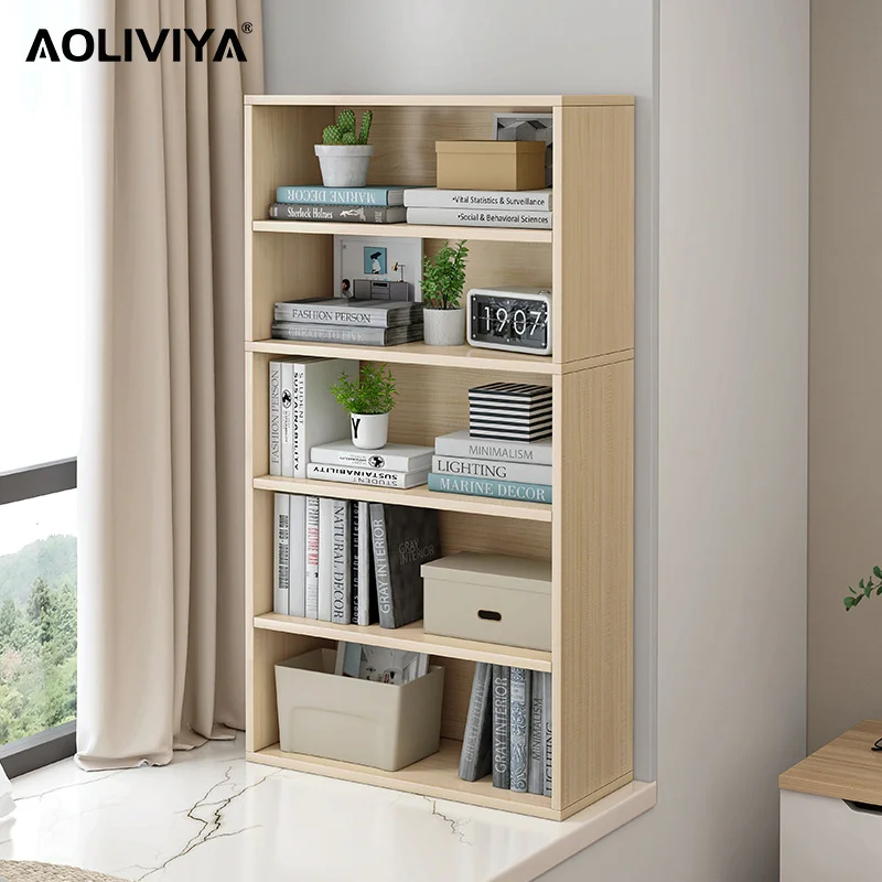AOLIVIYA Bookshelf Simple Bay Window Small Bookcase Storage Locker Combination Home Multi-layer Bedroom Living Room Rack