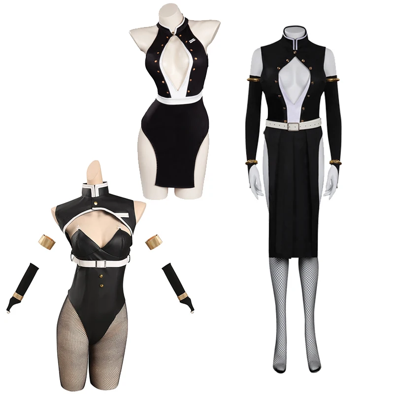 

Костюм для косплея дзуй Тенген, рассекающий демонов, черный купальник, женский сексуальный комбинезон с вырезами, костюм для Хэллоуина для девушек