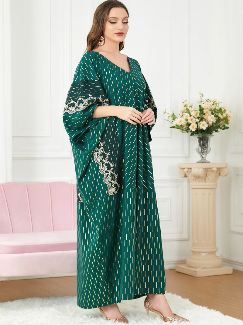 Eid Mubarak Kaftan Dubai Abaya Turkey Muslim Batwing Sleeve Casual Loose Lace Dress Saudi Abayas For Women