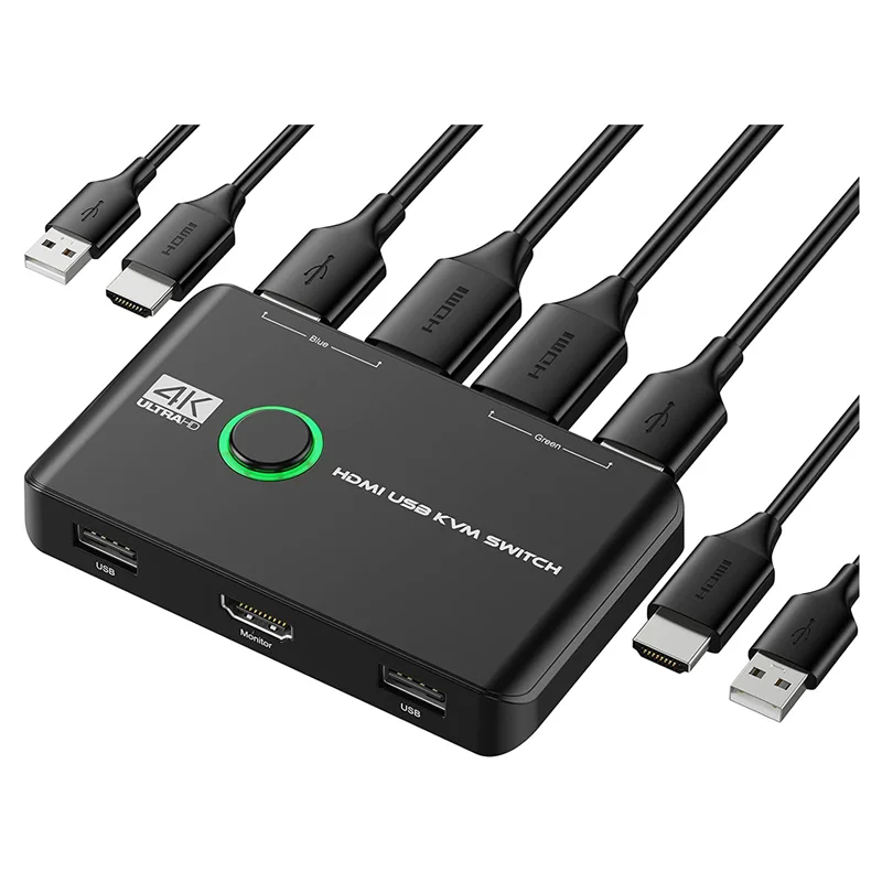 4K KVM-переключатель USB HDMI-совместимые коммутаторы для 2 компьютеров Share Клавиатура