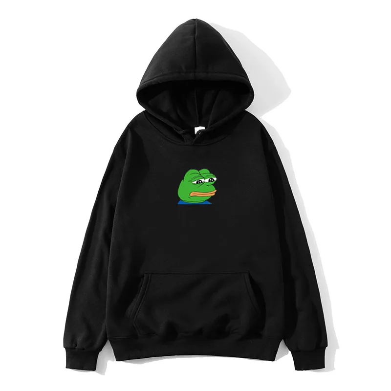 

SUPZXU Man Woman Pullover Sweatshirt Funny Graffiti Print Sad frog Hoodies men's hip hop yellow pink hoodie moletom feminino