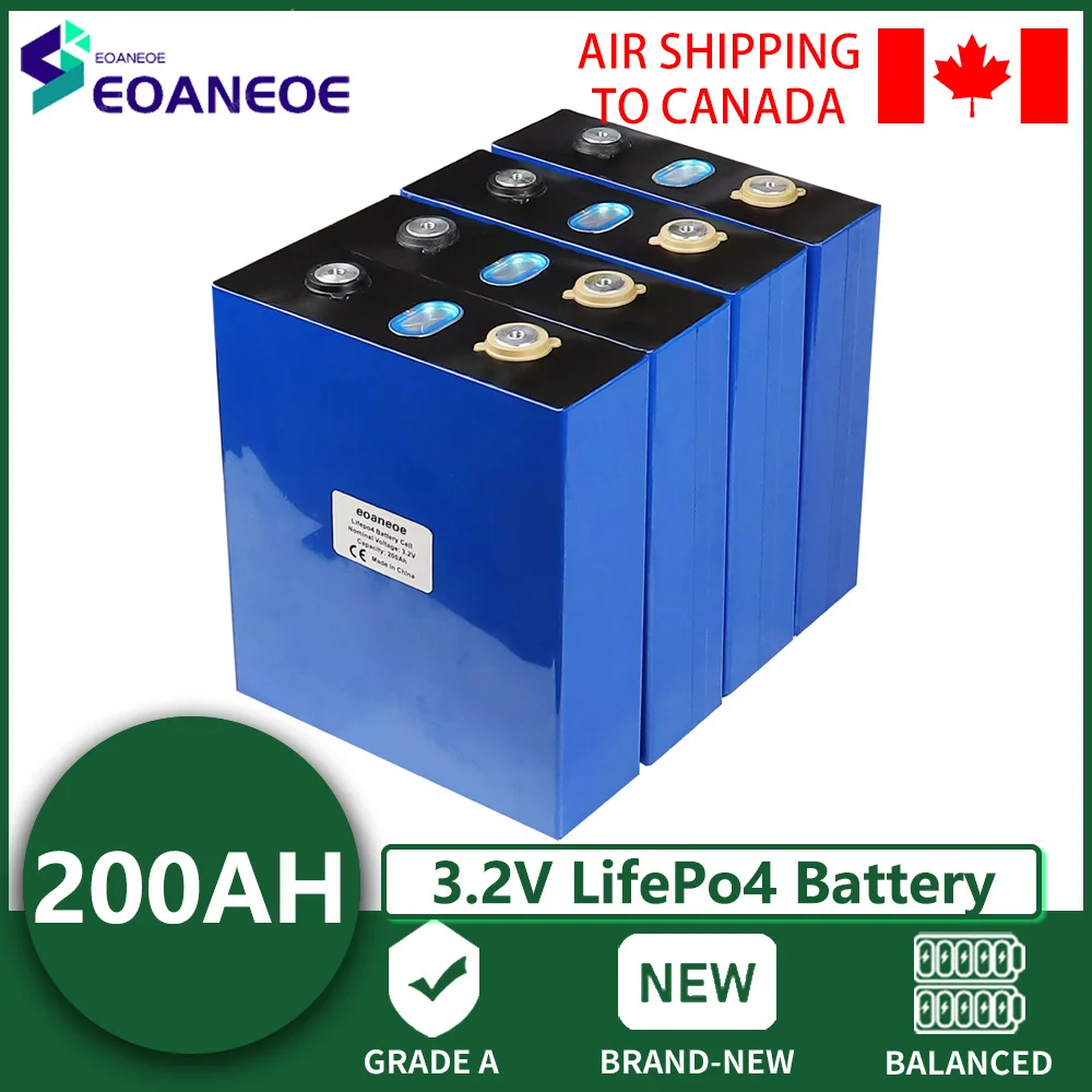 

1-32PCS Lifepo4 Battery 200AH 3.2V Grade A Deep Cycle 12V 24V 48V RV EV Boats Golf Cart Home Solar Storage System EU US TAX FREE