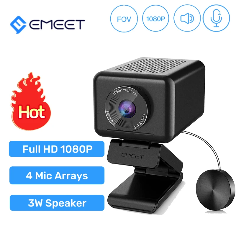 

EMEET Jupiter AI Zooming 1080P HD Webcam Adjustable View Web Camera W/Software Plug & Play Enhanced USB Computer/PC Camera