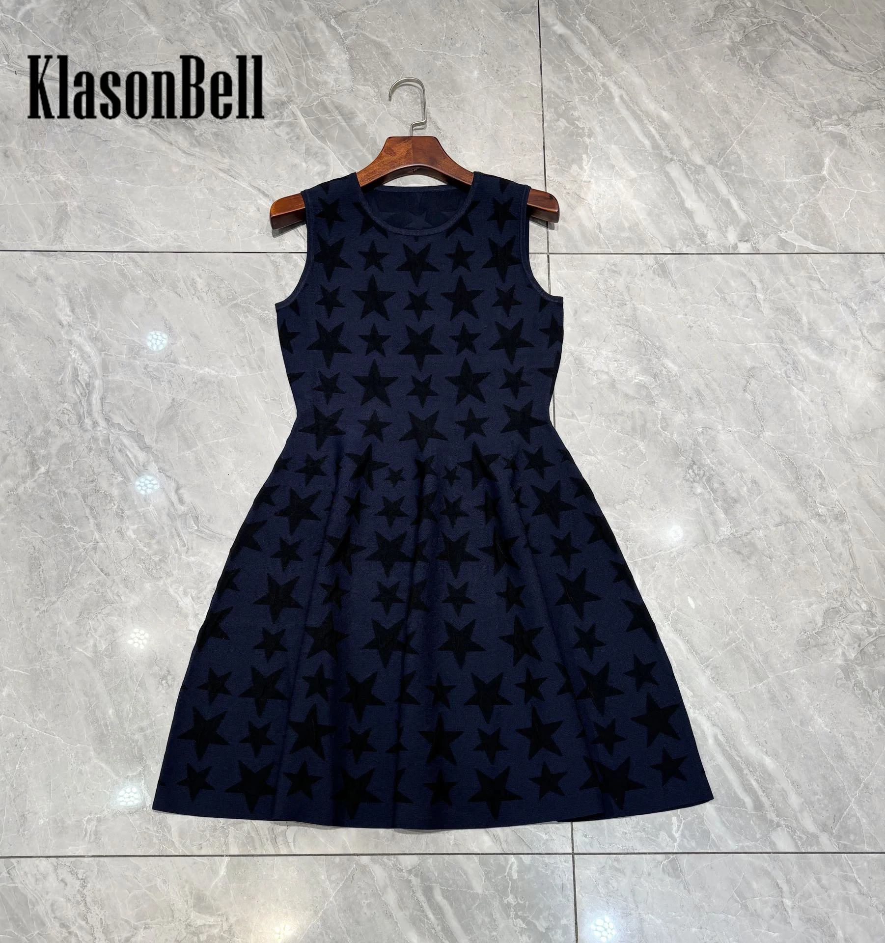 12.31 KlasonBell модное темпераментное вязаное платье с пятиконечной звездой и круглым