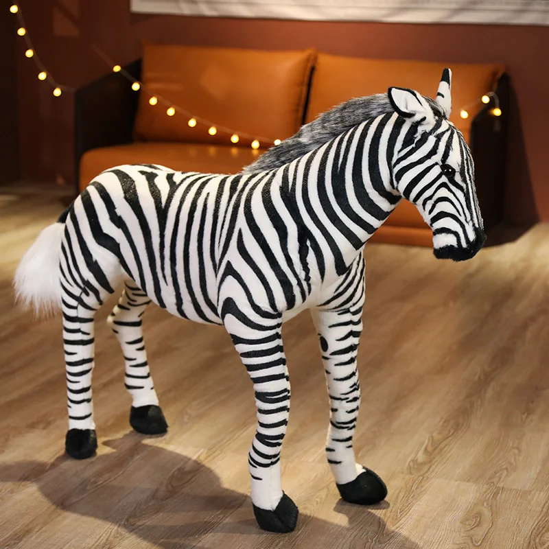 Zebra Plush Animal Crosing زبرصناعي Soft Giant Stuffed Horse Realistic Hukelma Sweaty Horse Lusama Plushie Toy Doll For Kid Gift