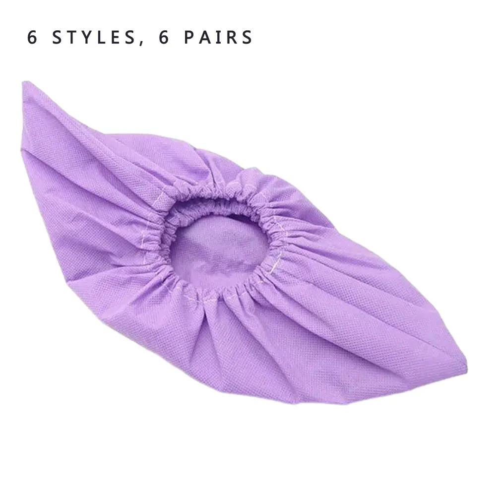 

6 Pairs Of Non-Woven Fabric Non-slip Reverse Shoe Covers Floral Printing Washable Reusable Breathable Protectors Shoe Covers