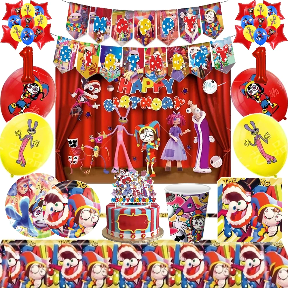 Удивительный цифровой цирковой товар набор украшений одноразовая посуда чашки