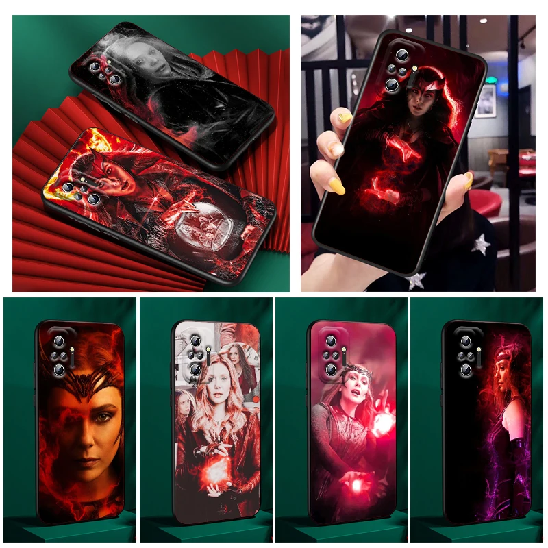 

Marvel Scarlet Witch Phone Case For Xiaomi Redmi Note 12 11E 11S 11 11T 10 10S 9 9T 9S 8 8T Pro Plus 5G Black Cover