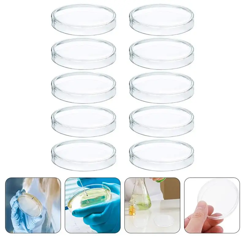 

10Pcs Petri Dishes With Lid Clear Cell Tissue Petri Plates Laboratory Supplies Laboratory Biological Scientific School Supplies