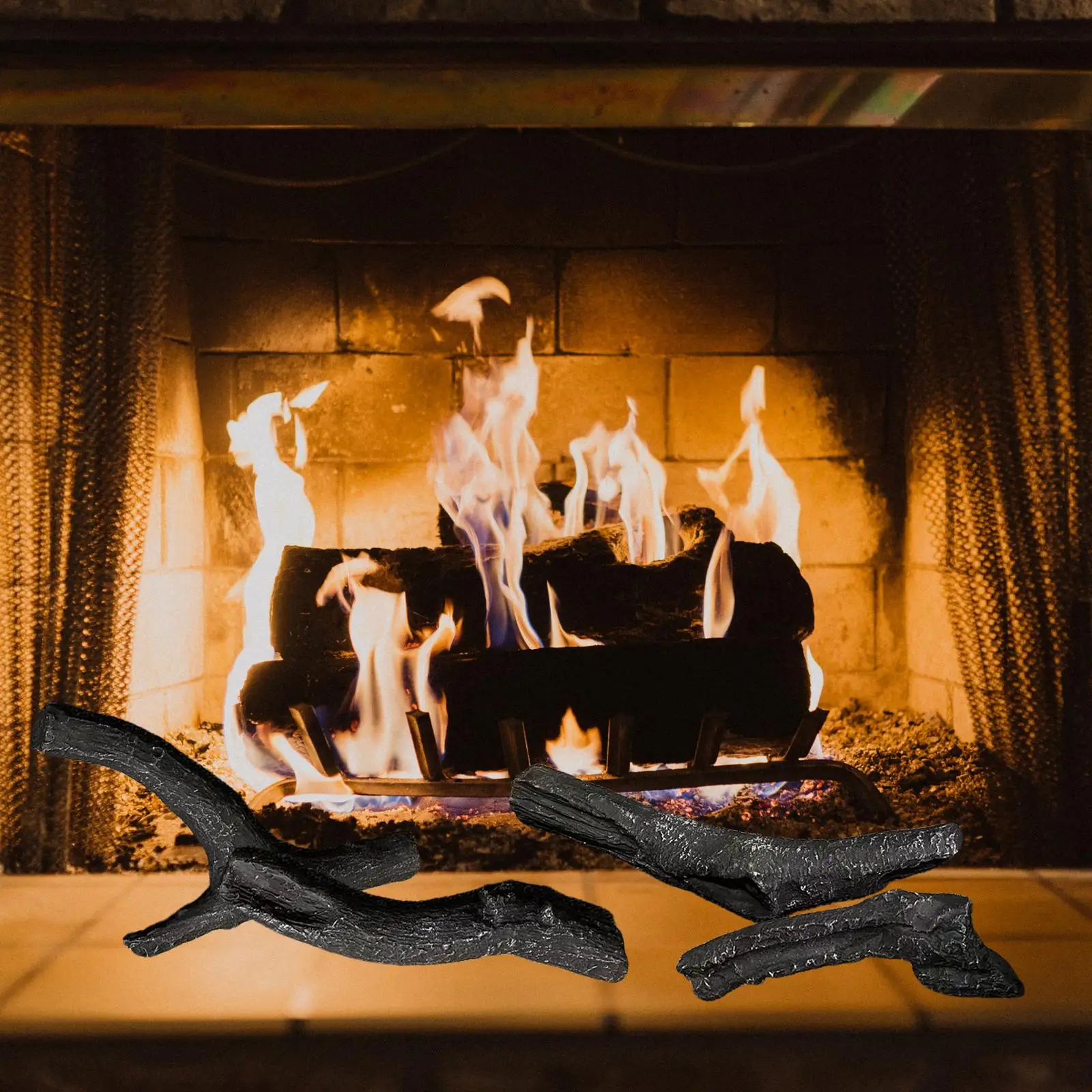 

4 Pieces Decorative Firewood Branches Simulation Wood Logs for Electric