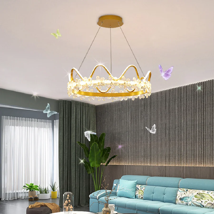 

Light Luxury Postmodern Simple Living Room Chandelier Led Creative Personality Crown Children's Room Bedroom Lamp