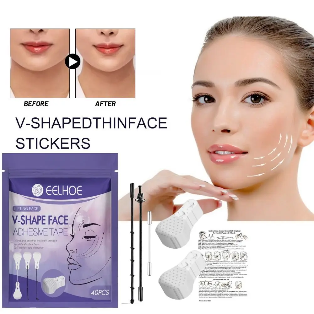

Hide Lines Wrinkles V Shape Face Stickers 40Pcs/Set Eye Tighten Fast Chin Adhesive Tape Invisible Neck Skin Lift Tape Women