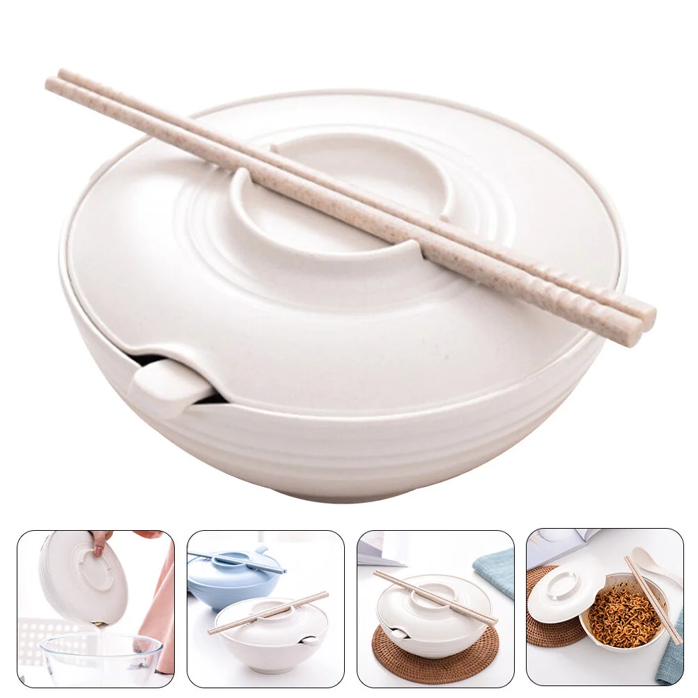

Noodle Bowl Chopstick Soup Lid Salad Bowls With Lidss Ceramic Ramen Sushi Spoon Japanese Style
